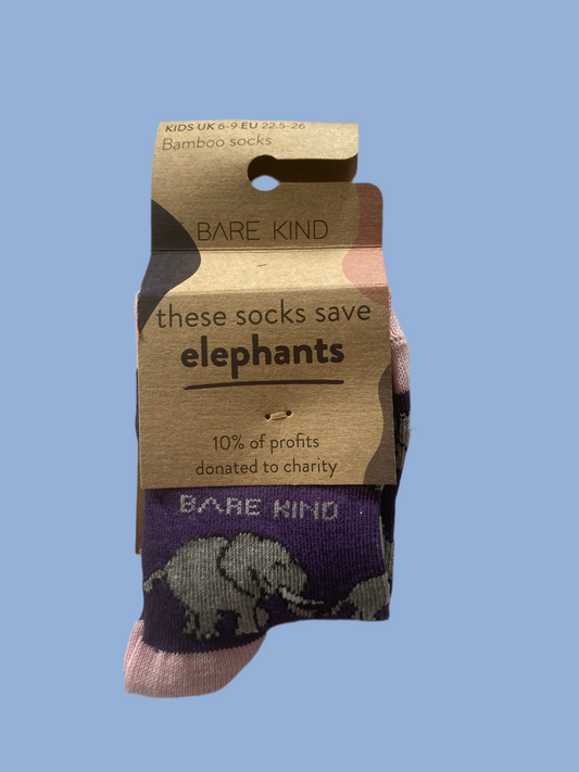 Bare Kind - Sanau Eliffant i Blant - Children’s Elephant Socks (Oed 3-5)
