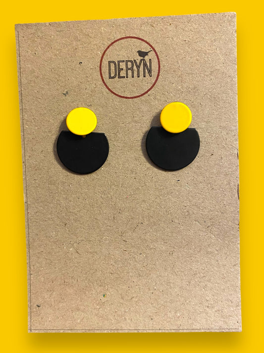 Studs Melyn/Du gan Deryn