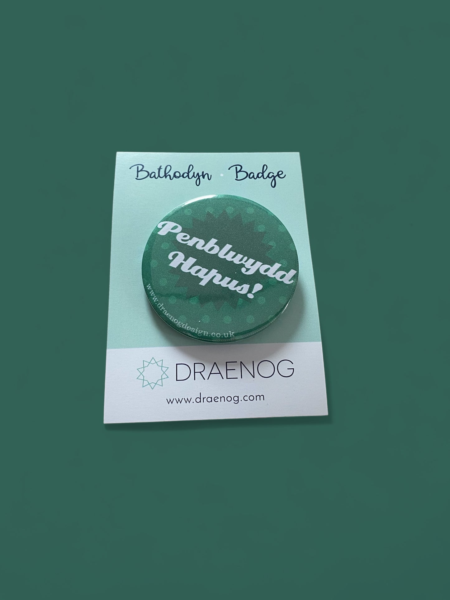 Bathodyn 'Penblwydd Hapus' - GWYRDD